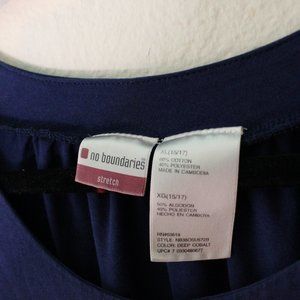 Dark Blue Stretch Size XL Girls Short Sleeve Shirt